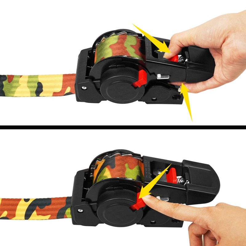 ANLULOAD 2 Packs Retractable Ratchet Straps (1.5in x 12.3ft),Cargo Strap