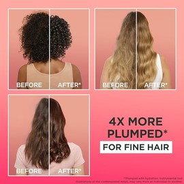 Garnier Hair Food 3-In-1 Fine Hair Treatment Leave-in Mask, 4x More Plumped Hair, For Fine Hair, No Silicones, Vegan Formula, Watermelon, Ultimate Ble