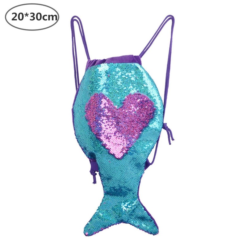 Magic Mermaid Tail Sequins Backpack Mermaid Drawstring Magic Reversible Sequins