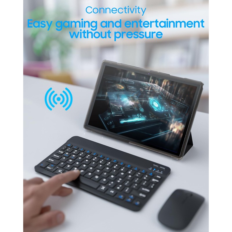 2 in 1 Tablet with Keyboard Case Mouse Stylus, 10