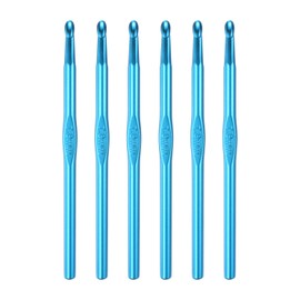 uxcell Aluminum Crochet Hook 7mm Knitting Needles for DIY Craft Yarn Blue 6Pcs