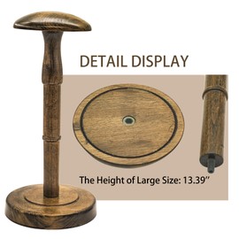 HAIBEIR Freestanding Hat Stand, Tabletop Hat Rack, Wood Display Stand Holder for Hat Wigs (One Piece) (Antique Brown)