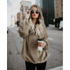 onlypuff Pullover Hoodie Sweatshirts Women Khaki Sherpa Hoodies Kangaroo Pocket