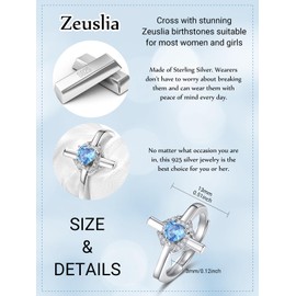 Cross Rings for Women Sterling Silver Cross Birthstone Ring Infinity Knot Cross Ring March Birthstone Cross Ring Aquamarine Cross Ring Jewellery Gifts for Women