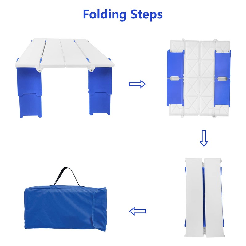 Modern-Depo 15.9"x14.2"x9.6" Large Portable Folding Beach Table for Sand Foldable