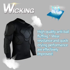 Shinestone Adult Men's Goalkeeper Armor BodyShield Padded Compression Long Sleeves Shirt with Sponge Protector for Football Baseball(Shirt-01,Small)