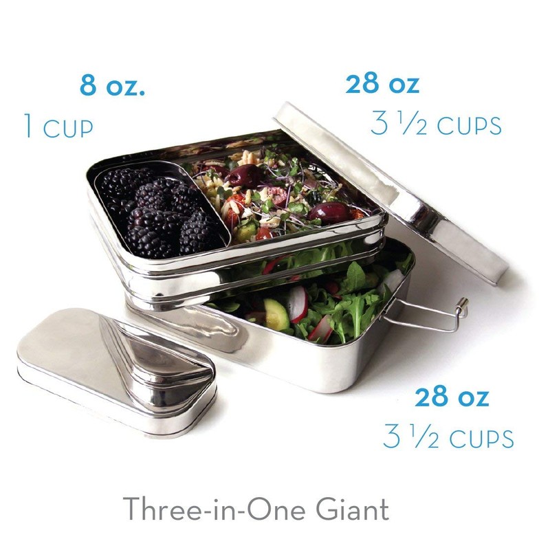 ECOlunchbox Three-in-One GIGANTIC Bento Box (49oz) – 3 Piece Jumbo