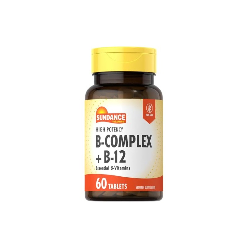 Sundance Vitamins B-Complex + B-12-60 Tablets, Pack of 3