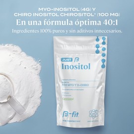 B-FIT B Just Inositol - Myo Inositol y D-Chiro Inositol Fórmula 40:1 - Suministro para 2 Meses 60 Servicios - Alta Biodisponibilidad - Sin Aditivos - 100% Puro - Empaque Ecológico Bottle-free