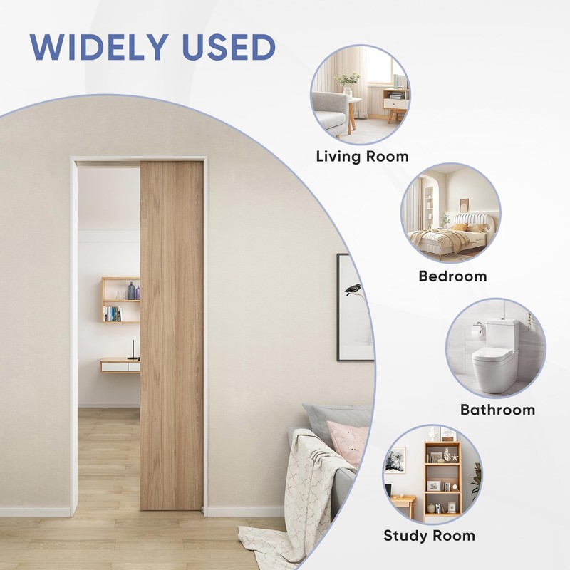 JUBEST 6FT Commercial Grade Pocket Door Hardware and Track Set,