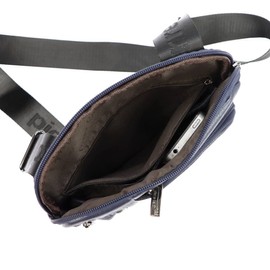 Pierre Cardin Men's 100% Natural Leather Adjustable Strap 140 cm Vertical Front Pocket for Wallet Phone Documents Modern Comfortable Colour Blue, blue, Modern