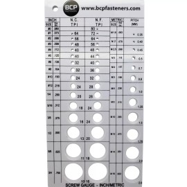 BCP Fasteners Screw Size Gauge For Standard And Metric Screws With Drill Bit Recommendation