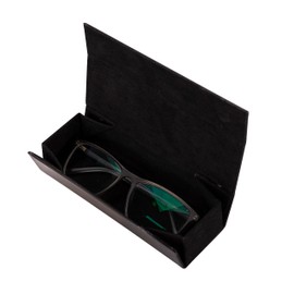 Solo Pelle Foldable Glasses Case Genuine Leather Portable Glasses Box Folding Glasses Case with Magnetic Closure Sunglasses Case for Men Women Children, Clever Black