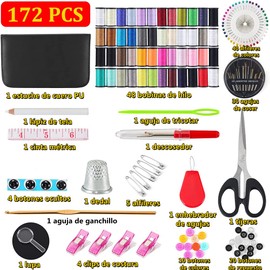 Kit de Costura, Costurero con 172 Piezas Accesorios, Mini Kit de Costura Portátil con Cremallera, Juego de Costura con Tijeras, Dedal, Hilo, Agujas, Cinta Métrica para DIY,Inicio,Viaje,Principiantes