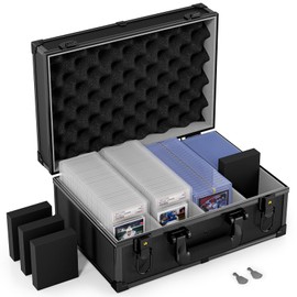 Vitula Graded Cards Storage Box Fits for PSA Slabs, Toploaders, Magnetic Card Holders, Trading Cards Storage Box for Traveling, Card Collections Storage Solution, Lockable and Portable (L,BLACK)