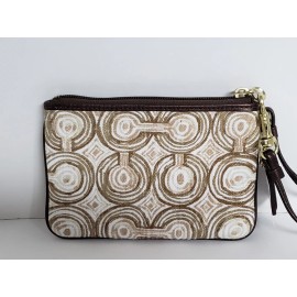 Coach Audrey Op Art Swirl Crossbody Wallet Wristlet Blue Pink Brown NWT - Brown Multi SM Wristlet