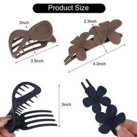 ANBALA 6 PCS Flat Hair Clips, 2 Styles French Flat Claw Clips for Women Girls, Flower Hair Clips, Strong Hold Round Barrettes