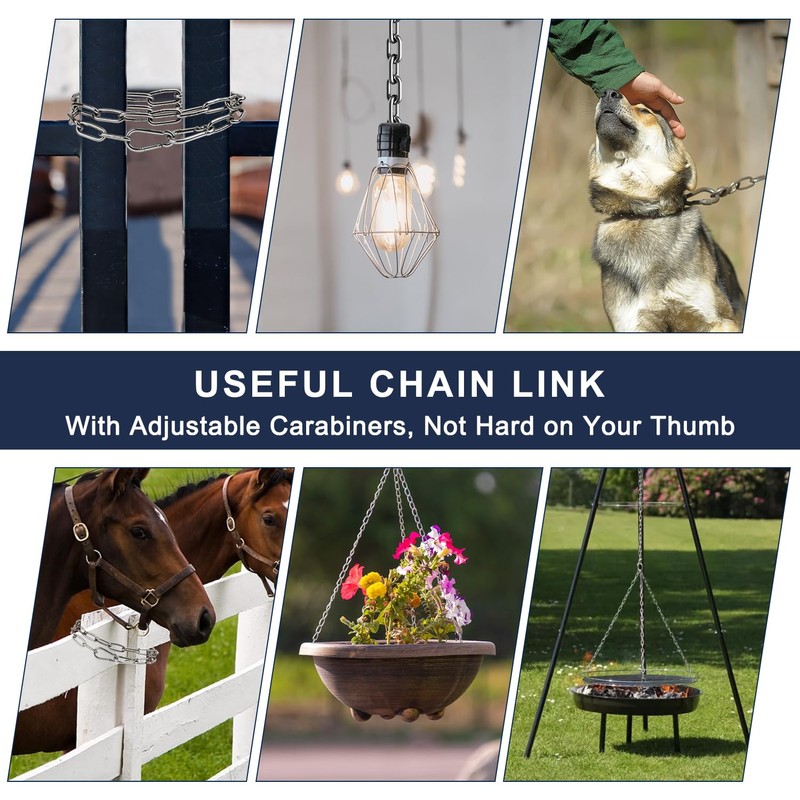 2 Pack Outdoor Fence Gate Chains, 5/32 x 36 Inch