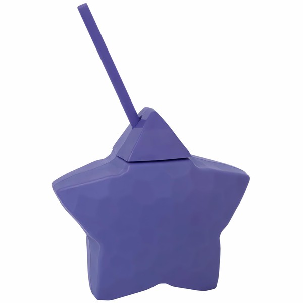 Purple Star-Shaped Plastic Cup with Straw - 2 oz (1