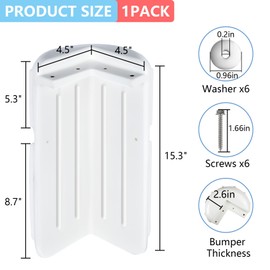 BALAVA Dock Corner Bumper,Dock Fenders Bumper,Marine Dock Bumpers,Inflatable Dock Protection Boat Dock Bumpers Corner Dock Bumpers for Docking Includes Mounting Hardware（White）