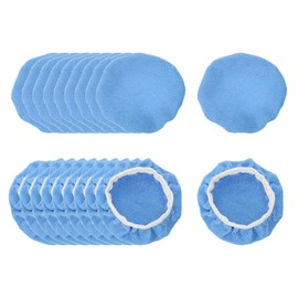 sourcing map 10pcs Car Polisher Bonnet Buffing Pad Micro-Fiber Polishing Buffing Pad Cover for 5"-6" Car Buffer Bonnets Polisher, Light Blue