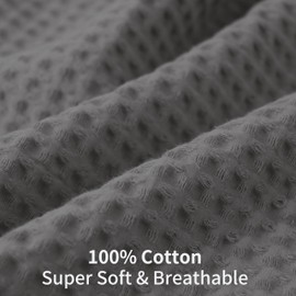 100% Egyptian Cotton 600 TC Waffle Weave Throw Pillow Covers 2 Pack, Ultra Soft Breathable Euro Pillow Shams Covers, Decorative Cushion Covers for Bed Couch Sofa Car, No Insert, Dark Grey, 24" x 24"