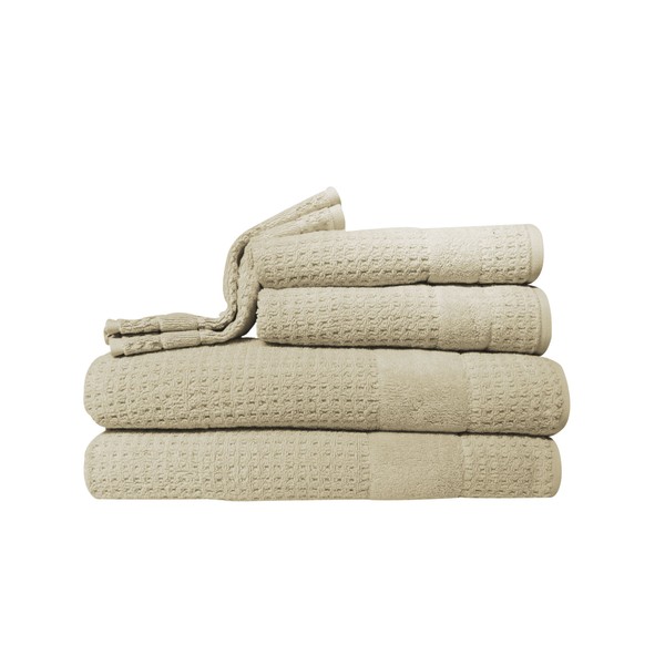 Kassatex Hammam Towel Set, Bath: 30x54, Hand: 18x28, Wash: 13x13, Latte
