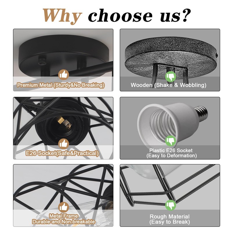 BUXVRCS Adjustable Multi-Directional Black Light Fixtures, Semi Flush Mount Ceiling