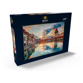MyPuzzle Sunset in the Historic City Centre of Lucerne with the Famous Chapel Bridge - Premium 1000 Piece Puzzle - MyPuzzle Special Collection by Puzzle Galaxy
