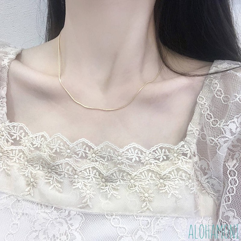 ALOHAMONI Women's Aloha Moni Snake Chain Necklace Choker Fine Thin