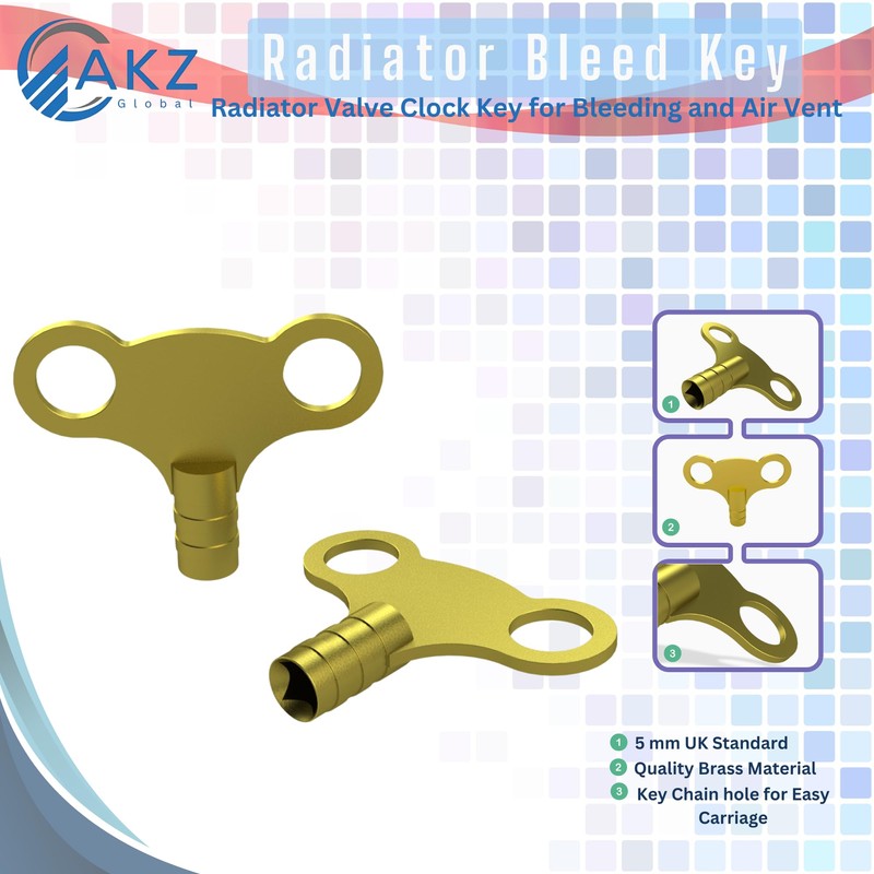 Brass Radiator Key for Bleeding with Lobster Clasps Keyring –