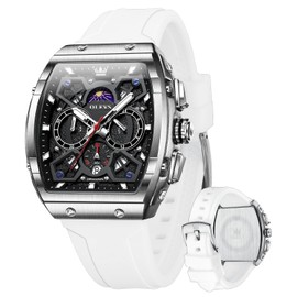 OLEVS Mens Watches Chronograph Analog Quartz Silicone Strap Waterproof Luminous Multifunction Watch for Men Business Casual Male Wristwatch