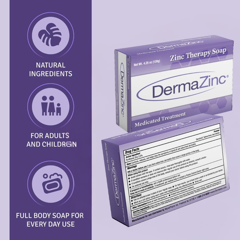 DermaZinc Therapy Soap, Zinc Soap for Skin, Skin Disorder Relief
