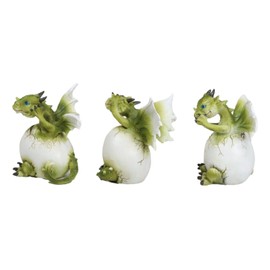 Ebros Gift 3 Wise Dragons Set See Hear Speak No Evil Whimsical Green Dragon Family in Hatchling Eggs Collectible Figurines Fantasy Dungeons and Dragons Accent