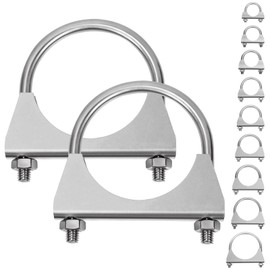Keadic 2Pcs 2-3/4" U-Bolt Muffler Tip Exhaust Hook 304 Stainless Steel U-Bolt Clamps (70mm)