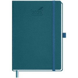 BEZEND Calendar 2026 Book Calendar A5 1 Week 2 Pages Diary 2026 Weekly Planner with 80 g/m² Paper & Monthly Index Planner & Appointment Calendar with PU Leather Hardcover - Dark Green