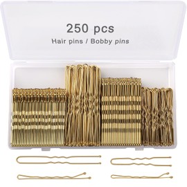 250 Pcs Hair Pins Bobby Pins Blonde Hair with Storage Box, Wavy Bobby Pins 2inch 2.4inch, U Shaped Hair Pins 2inch 2.8inch, Suitable for All Hair Types, Hair Clips Hair Pin for Women and Girls