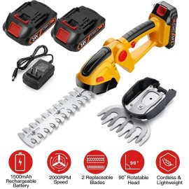 Unbranded Handheld Electric Cordless Hedge Trimmer Grass Shear Bush Trimmer w/ 2x Battery