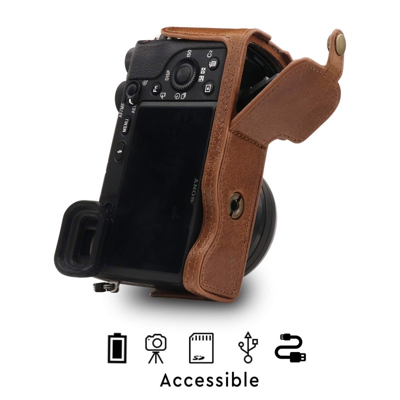 MegaGear MG1642 EVER READY BROWN GENUINE LEATHER CAMERA CASE COVER