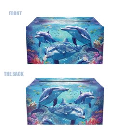 ZUXONGSY Dolphin Tissue Box Covers Rectangular Sea Tissue Tissue Box Holder Leather Hotel Easy to Clean Tissue Tissues Boxes Bottom Belt