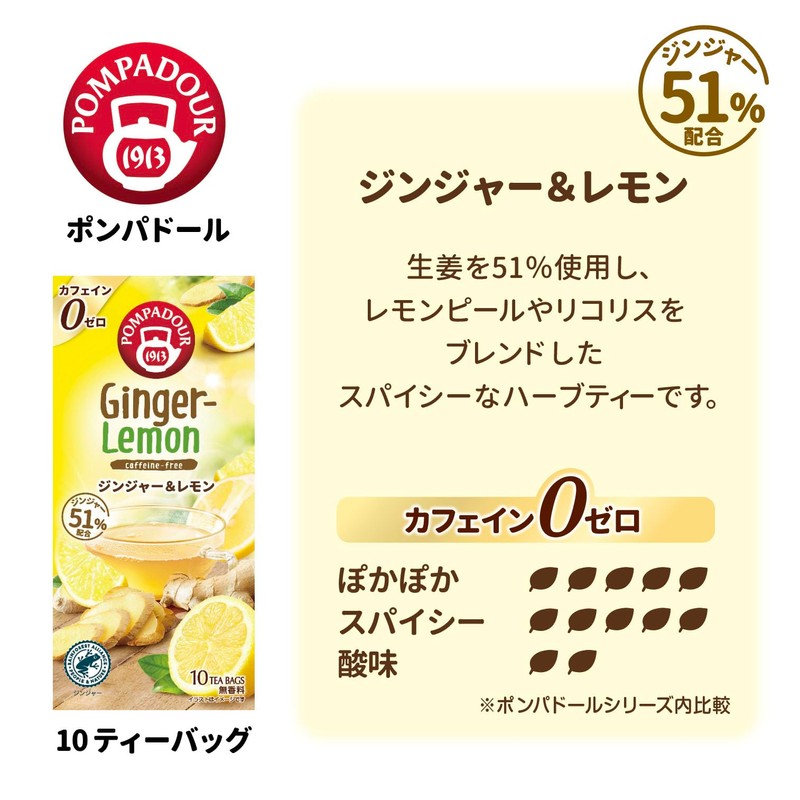 Pompador Ginger & Lemon Set of 12 Tea Bags