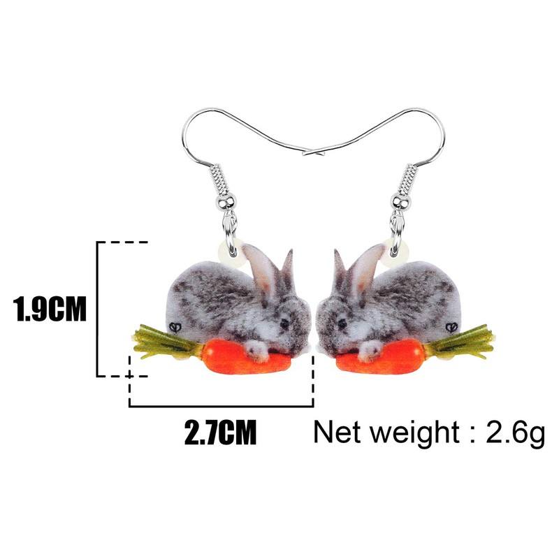 WEVENI Acrylic Easter Eggs Bunny Rabbit Hare Earrings Dangle Drop