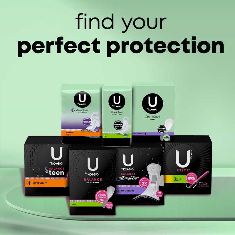 U by Kotex Clean & Secure Maxi Pads, Heavy Absorbency,