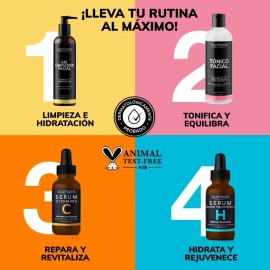 Kit Limpiador Facial + Tonico + Serum Vitamina C + Suero Acido Hialuronico Hidratante Skin Care Suero Cuidado Facial Todo Tipo De Piel Antienvejecimie