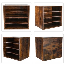 PAG Office Supplies Desk Organizer Wood File Mail Sorter with 3 Adjustable Drawer Boards, Antique Brown