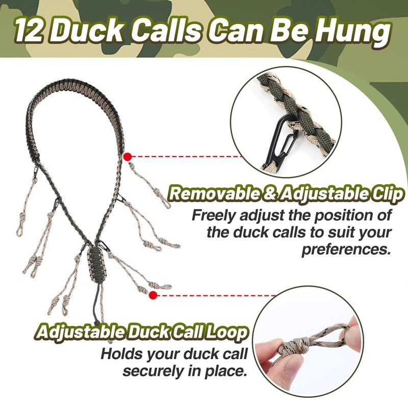PAMASE Duck Call Lanyard - 12 Loops Duck Whistle Hunting