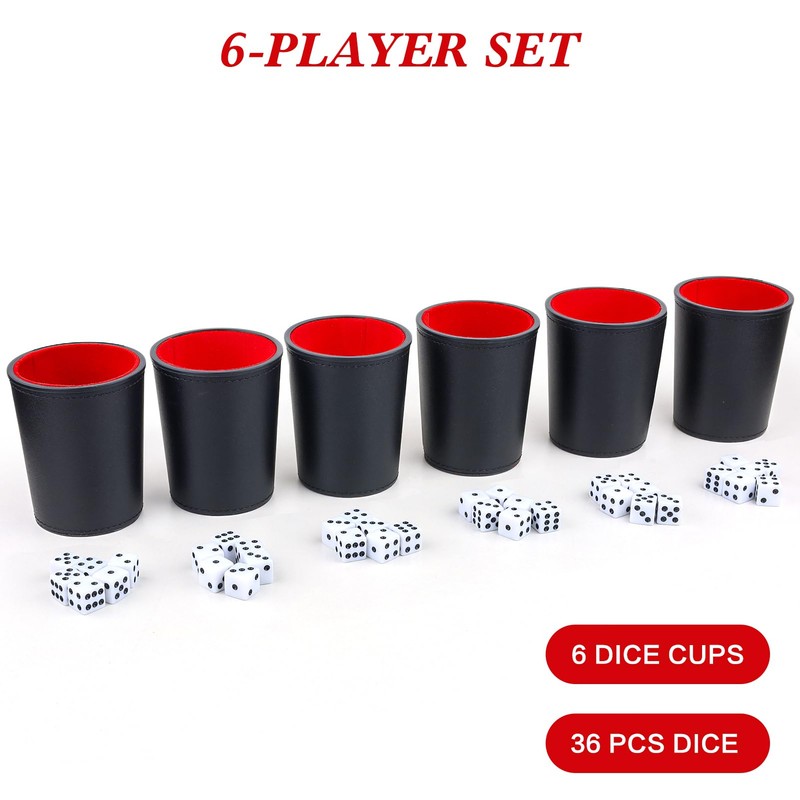 Gesserit Felt Lined PU Leather Dice Cups Set, 6 Quiet