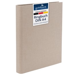 goldbuch Summertime 37 211 Ring Binder A4 Beige Dimensions 32 x 27.5 x 4.5 cm Stapler with 4-Ring Mechanism and Clamping Bracket, Ring Binder Format DIN A4, Linen Cover, Light Brown