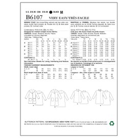 Butterick Patterns 6107 ZZ Sizes Large 16 - 18/ Extra-Large 20 - 22/ Extra-Large 24 - 26 Misses Coat, White