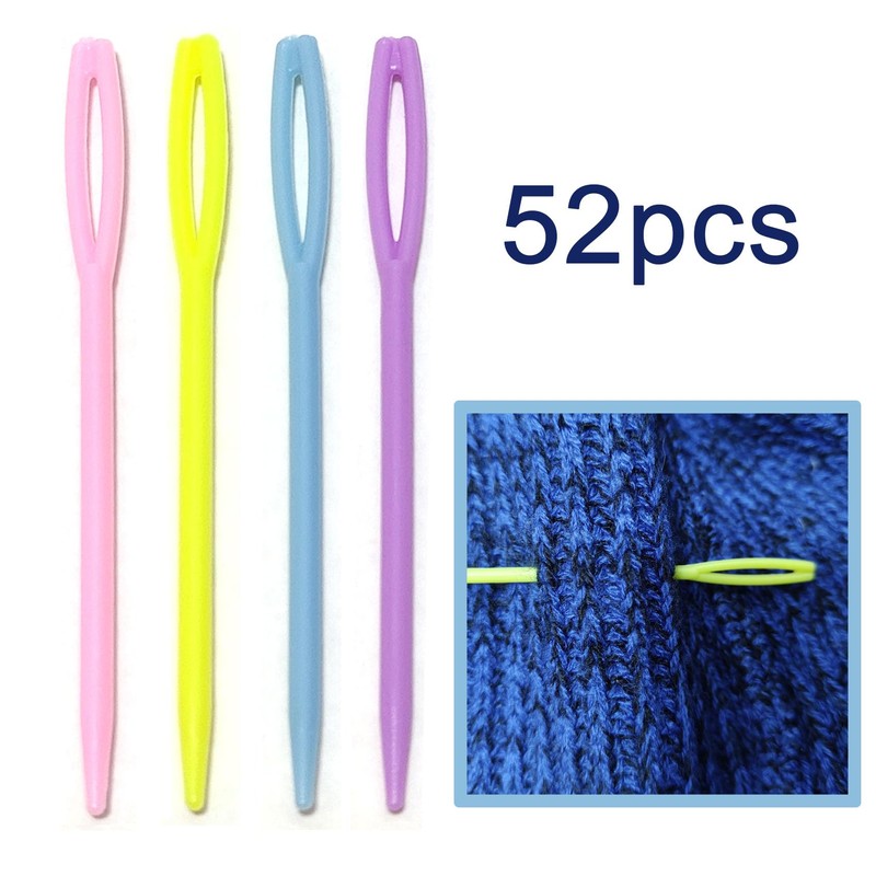 52Pcs 2.7 "Large Eye Plastic Sewing Needles,Learning Needles,Yarn Needles Darning